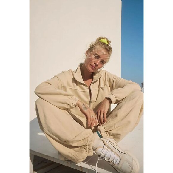 Free People Brightside One Piece In Magnolia Size Small Sweatshirt Jumpsuit - Picture 2 of 6